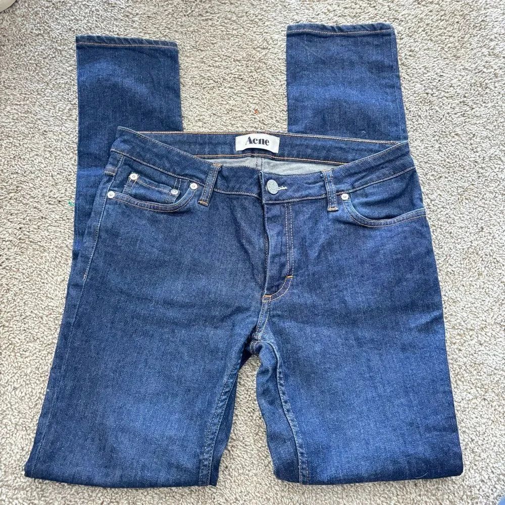 Acne Kex Soft Raw Dark Wash Stretch Skinny Denim Jeans, Size 30/32, EUC